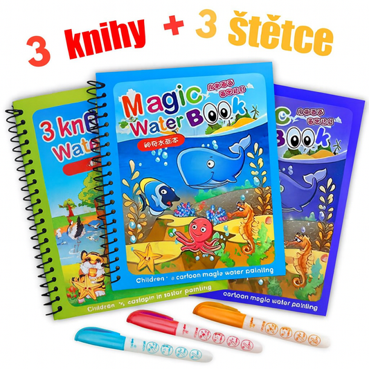 Sada 3 kouzelných znovupoužitelných omalovánek s vodou
