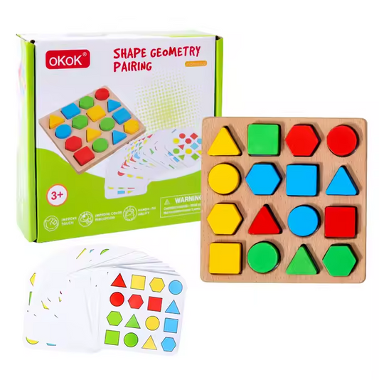 Dřevěná hra s přiřazováním geometrických tvarů, 3 roky+